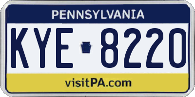 PA license plate KYE8220