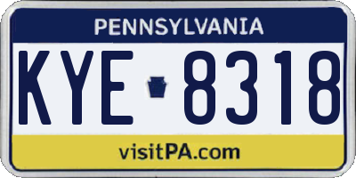 PA license plate KYE8318