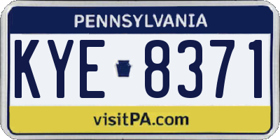 PA license plate KYE8371