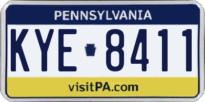 PA license plate KYE8411