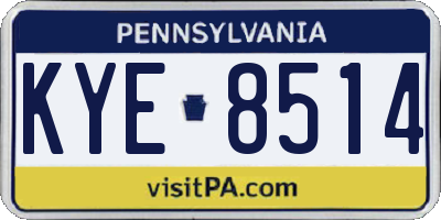 PA license plate KYE8514