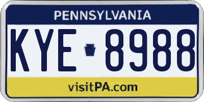 PA license plate KYE8988