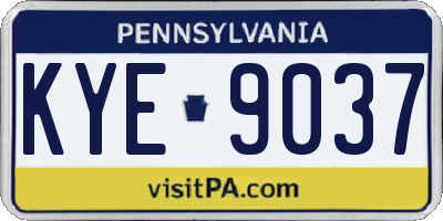 PA license plate KYE9037