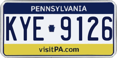PA license plate KYE9126