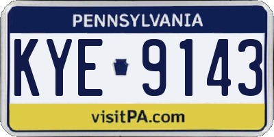 PA license plate KYE9143