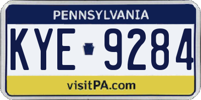 PA license plate KYE9284