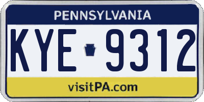 PA license plate KYE9312