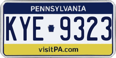 PA license plate KYE9323