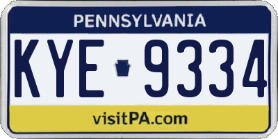 PA license plate KYE9334