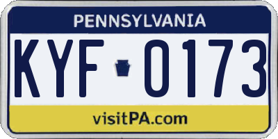 PA license plate KYF0173