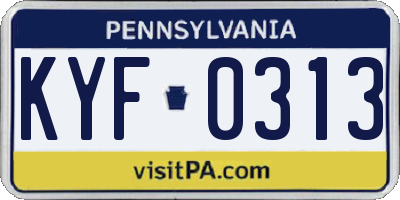 PA license plate KYF0313
