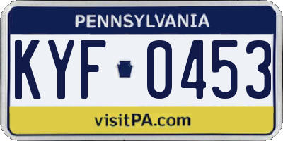 PA license plate KYF0453
