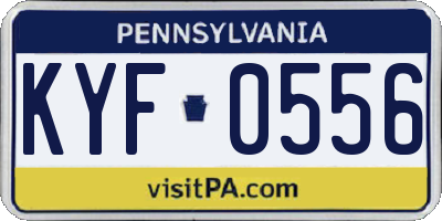 PA license plate KYF0556