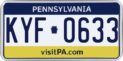 PA license plate KYF0633