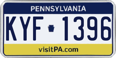 PA license plate KYF1396