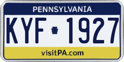 PA license plate KYF1927