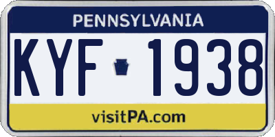 PA license plate KYF1938