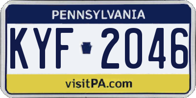 PA license plate KYF2046