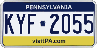 PA license plate KYF2055