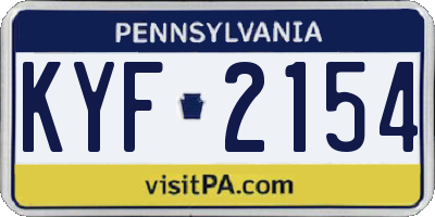 PA license plate KYF2154