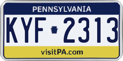 PA license plate KYF2313