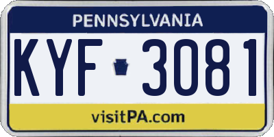 PA license plate KYF3081