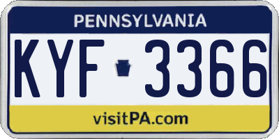 PA license plate KYF3366