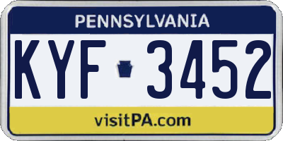 PA license plate KYF3452