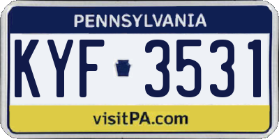 PA license plate KYF3531