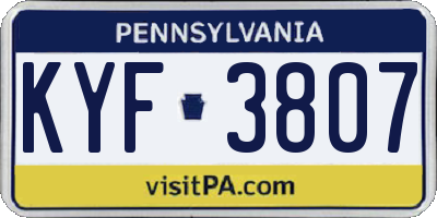 PA license plate KYF3807