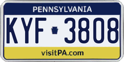 PA license plate KYF3808