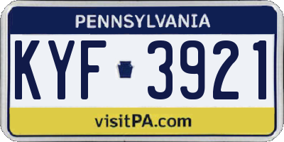 PA license plate KYF3921