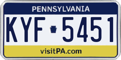 PA license plate KYF5451