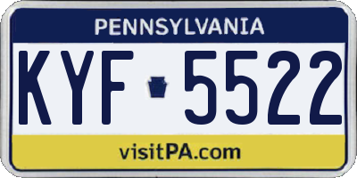 PA license plate KYF5522