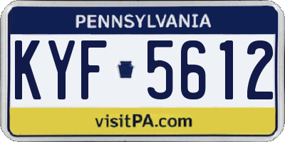 PA license plate KYF5612