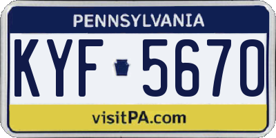 PA license plate KYF5670
