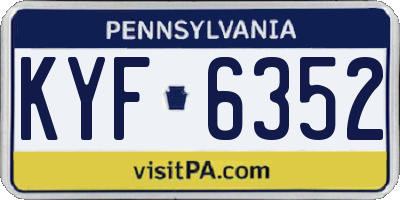 PA license plate KYF6352
