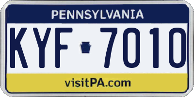 PA license plate KYF7010