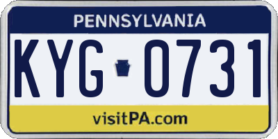 PA license plate KYG0731
