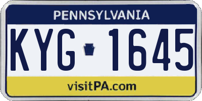 PA license plate KYG1645
