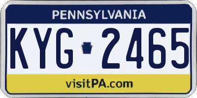 PA license plate KYG2465