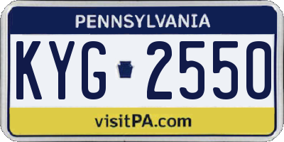 PA license plate KYG2550