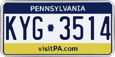 PA license plate KYG3514