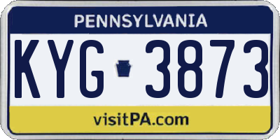 PA license plate KYG3873