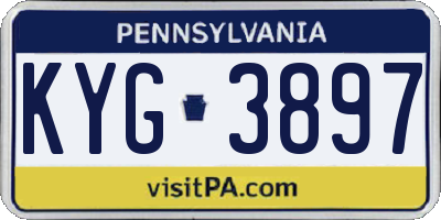 PA license plate KYG3897