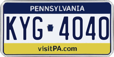 PA license plate KYG4040