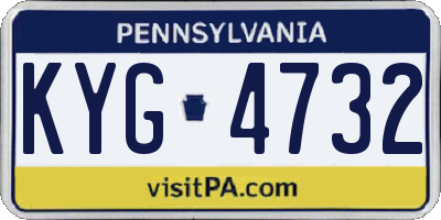 PA license plate KYG4732