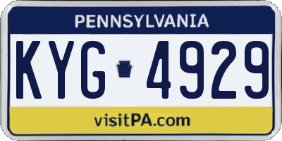 PA license plate KYG4929