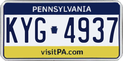 PA license plate KYG4937