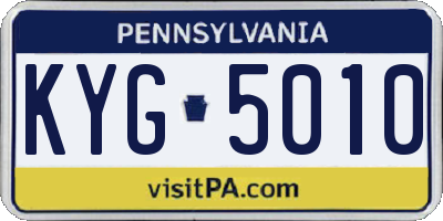 PA license plate KYG5010